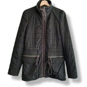 WILFRED Aritzia Marquis Classic Quilted Long Jacket Parka Black Sz 4